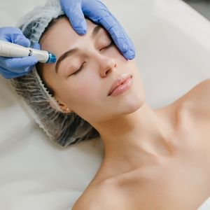 Woman getting Microneedling treatment done